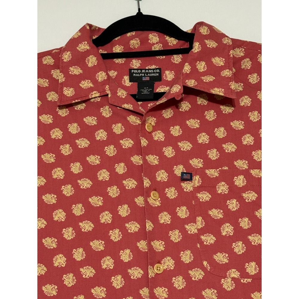 Vintage Polo Jeans Co Ralph Lauren Mens 1XT Coral Cotton Button Down Shirt - Picture 2 of 7